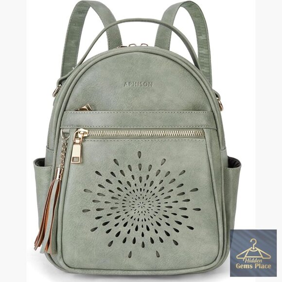 Small PU Leather Backpack Purse Waterproof Lightweight Travel Daypack